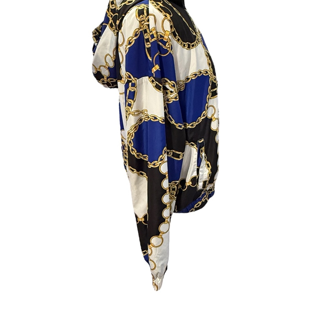 Forever 21 Chain Print Bomber Jacket - Blue, Black, Gold - Picture 3 of 7